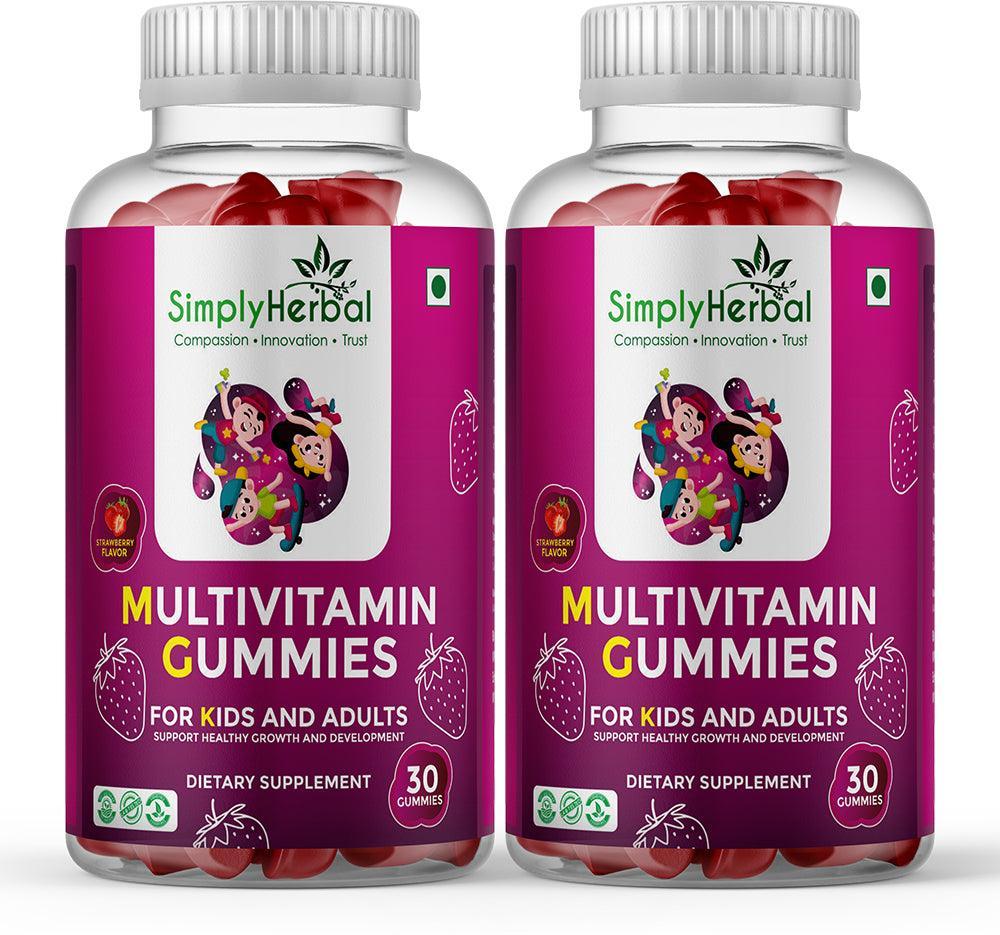 Simply Herbal Multivitamin Gummies Strawberry with 16 Vitamins and Minerals for Growth  – 30 Gummies
