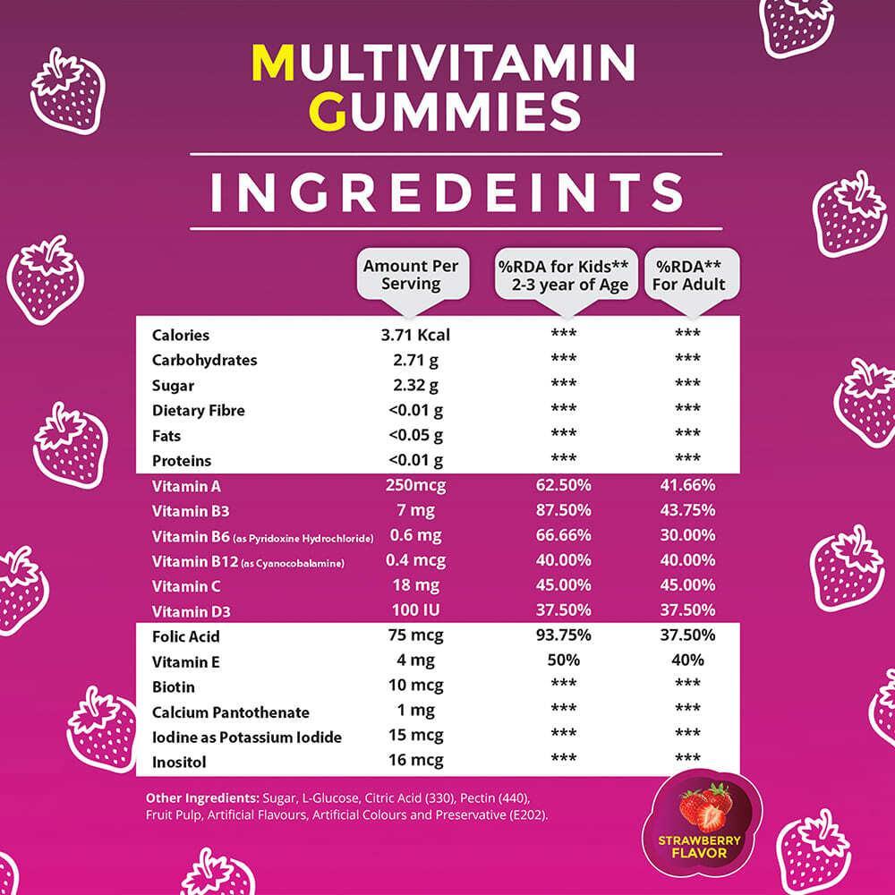 Simply Herbal Multivitamin Gummies Strawberry with 16 Vitamins and Minerals for Growth  – 30 Gummies