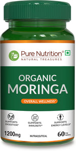 Pure Nutrition Organic Moringa 1200mg - 60 Tabets| Rich in Antioxidants, Vitamins & Minerals | Supports Healthy Digestion, Immunity, Energy Levels & Detox | Superfood Supplement for Men & Women