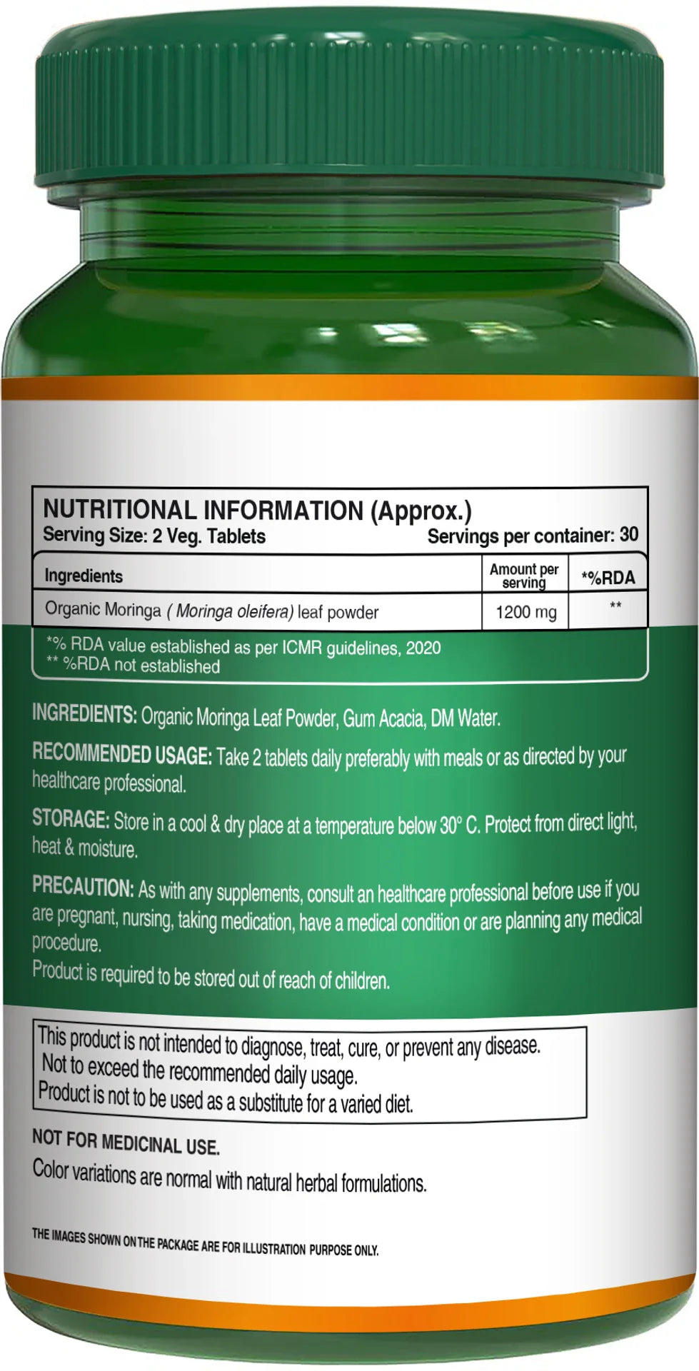Pure Nutrition Organic Moringa 1200mg - 60 Tabets| Rich in Antioxidants, Vitamins & Minerals | Supports Healthy Digestion, Immunity, Energy Levels & Detox | Superfood Supplement for Men & Women