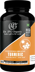 DR. JPG Organic Turmeric Capsules (500mg, 60 Veg Capsules) | For Skin Wellness & Joint Health | 100% Certified Organic