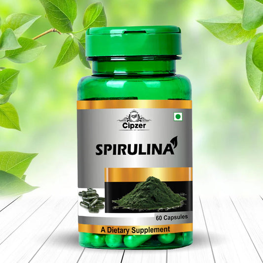 Cipzer Spirulina Capsule - 60 Capsules | Boost Immunity, Energy, Detox, Skin Health & Overall Wellness