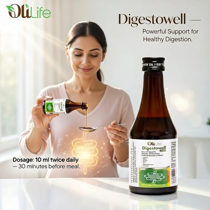 OliLife Digestowell Syrup 200 ml | Ayurvedic Digestive Tonic for Acidity, Gas, Bloating, Indigestion, Gut Comfort & Better Digestion