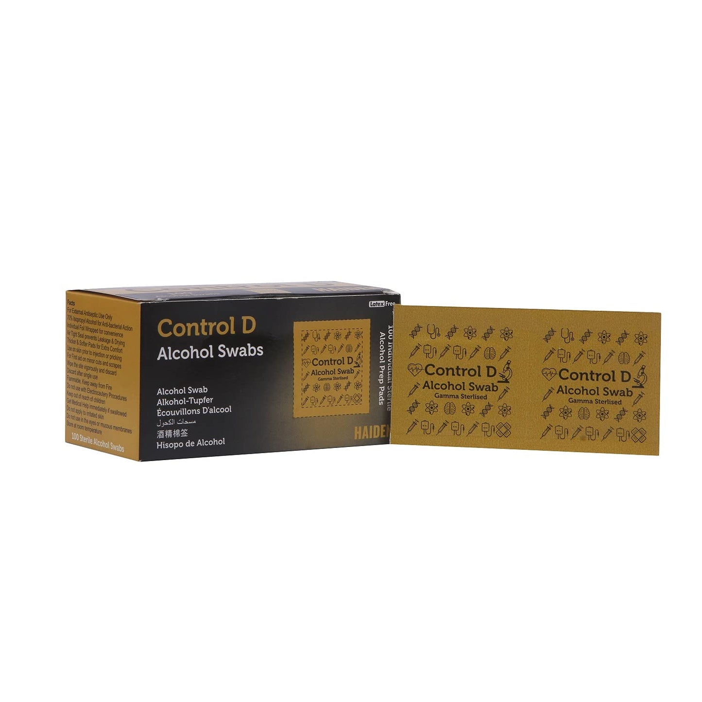 Control D Alcohol Swabs Antiseptic Prep Wipes Pads - 100 Sterile