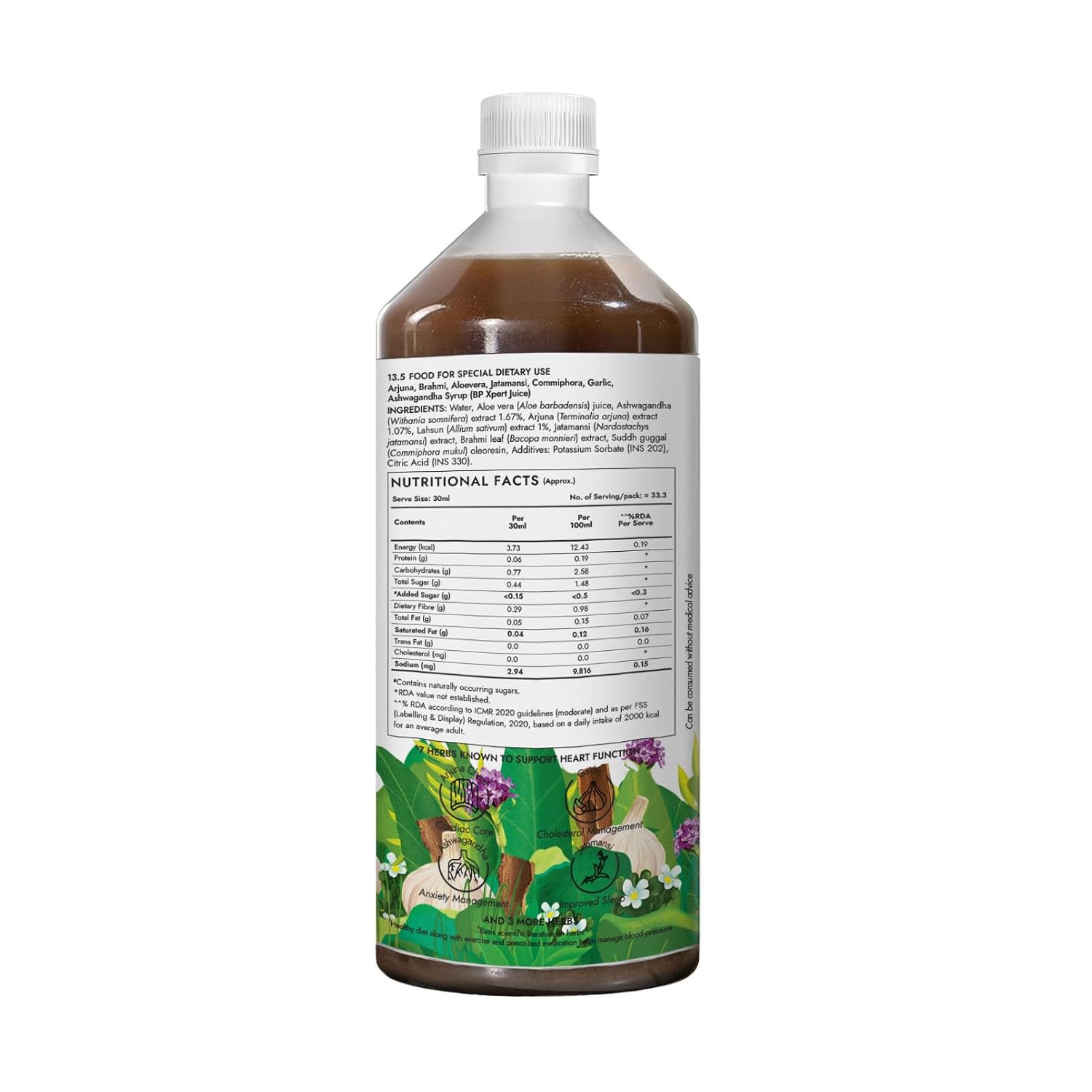 Kapiva BP Care Juice - 100% Ayurvedic Juice to Support Healthy Blood Pressure Levels| Arjuna, Jatamansi & 8 Other Herbs 1 Litre (BP Xpert)