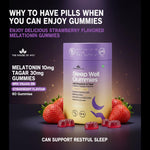 AYU Sleep Gummies with Melatonin 10mg, Tagar Root, Vitamin B6 & L-Tryptophan | Helps Relaxation & Natural restful Sleep | Strawberry Flavor | 60 Veg Gummies
