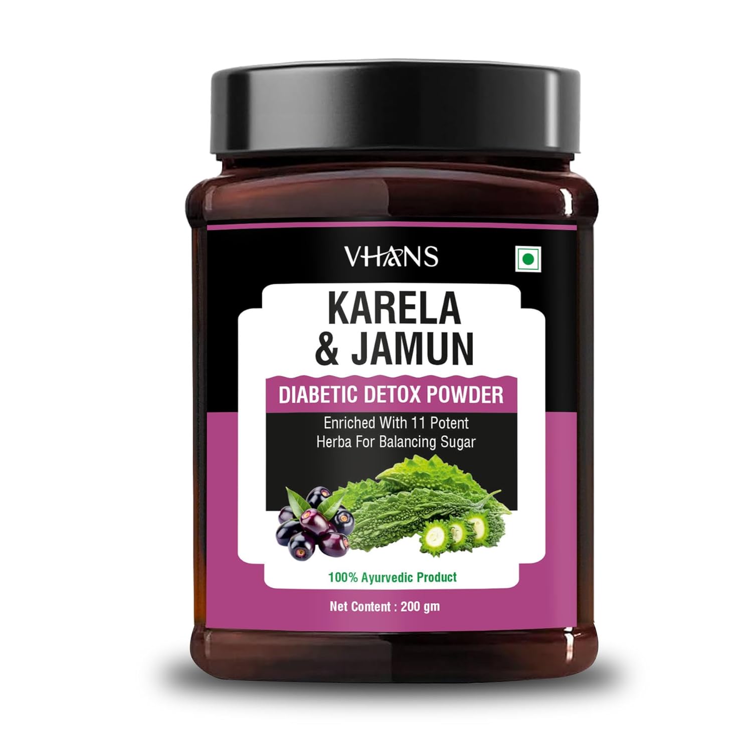Pure Karela Jamun Powder 200g - Premium Ayurvedic Metabolic Balance & Detox Blend