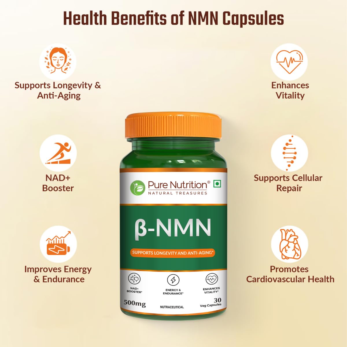Pure Nutrition Liposomal NMN 30 Capsules | Cellular Energy & Healthy Aging Support Supplement