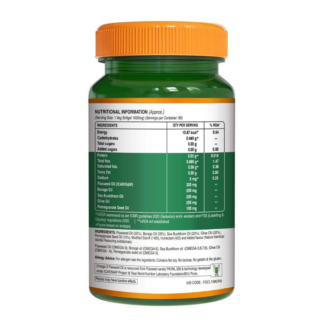 Pure Nutrition Omega 3-5-6-7-9, 60 Softgels | Essential Fatty Acids for Heart & Wellness Support