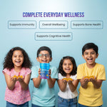 AYU Nutririch Kids Multivitamin Gummies | 16 Vitamins and Minerals | No Added Sugar | Immunity, Brain Health and Gut Support | Mango Flavour | 60 gummy stars
