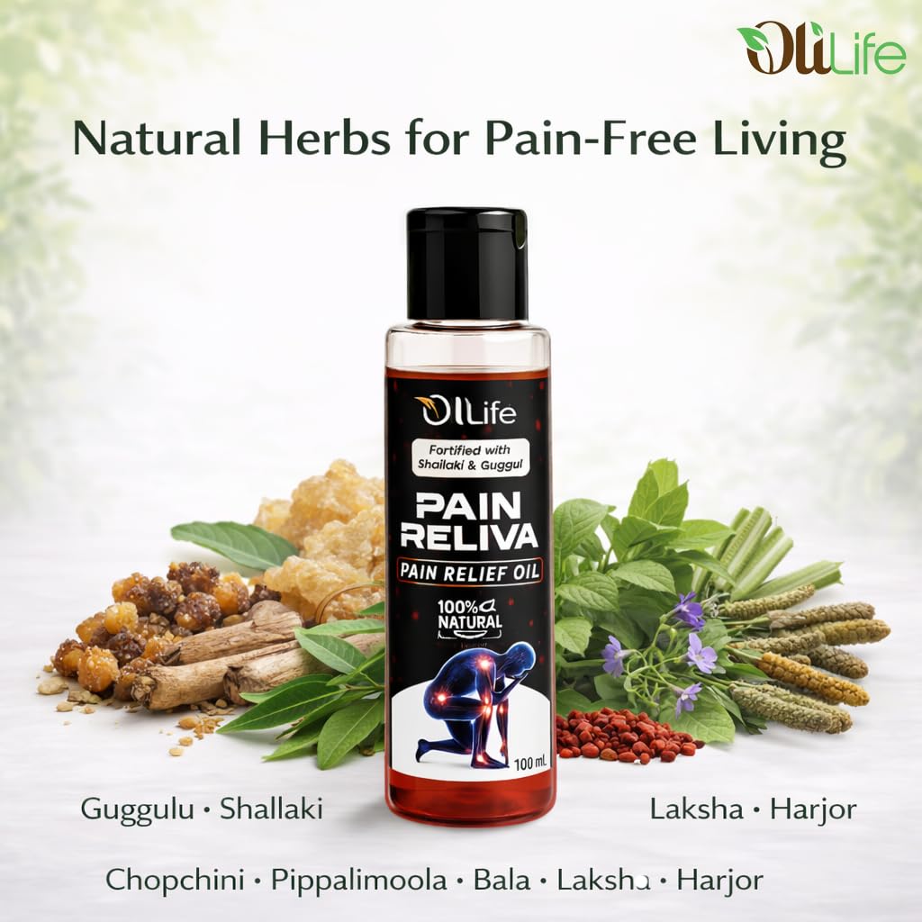 OliLife Pain Reliva Oil 100 ml | Ayurvedic Joint & Muscle Massage Oil for Pain Relief, Flexibility, Comfort, Relaxation & Mobility Herbal Support