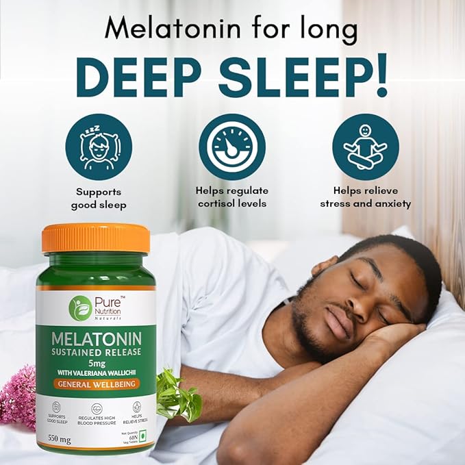 Pure Nutrition Melatonin 5mg with Tagar & Chamomile, 120 Tablets | Sleep Support