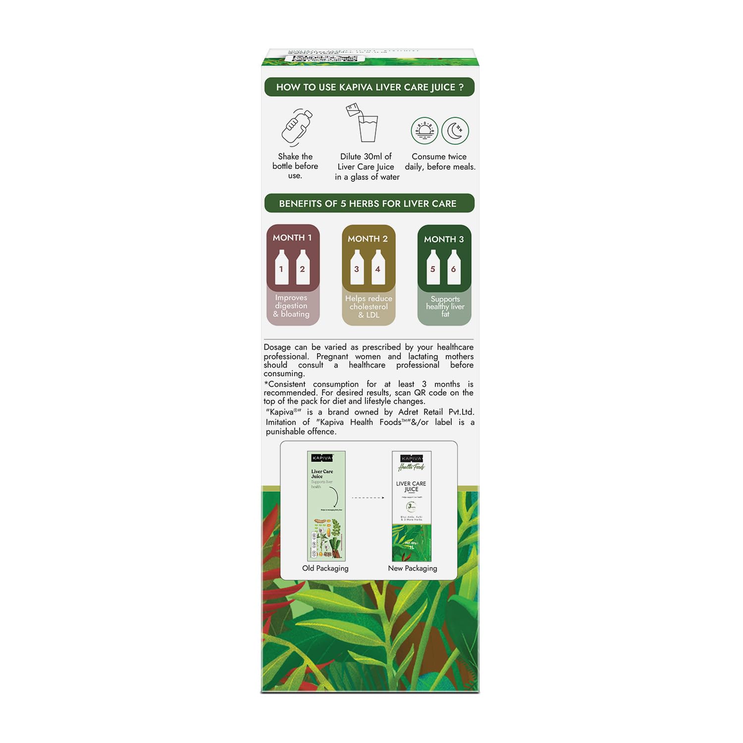 Kapiva Liver Care Juice (1L) | Anti-oxidant Rich Supplement With 5 Ayurvedic Herbs | Supports Fatty Liver Management & Detox