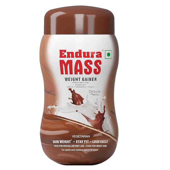 Endura Mass Weight Gainer Powder to Stay Fit | For Adults & Children Above 10 Years | Flavour Chocolate - 500gm