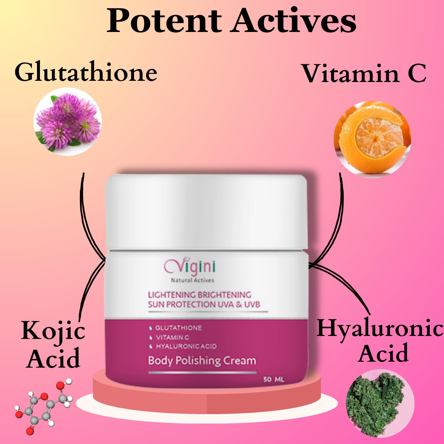 Vigini Natural Actives Skin Lightening Brightening Body Whitening Polishing Cream