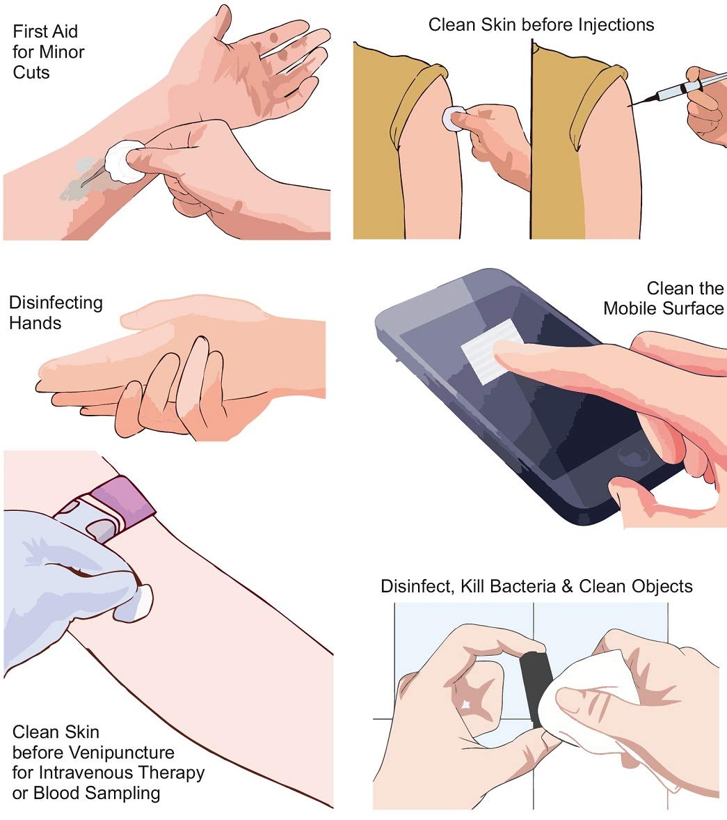 Control D Alcohol Swabs Antiseptic Prep Wipes Pads - 100 Sterile