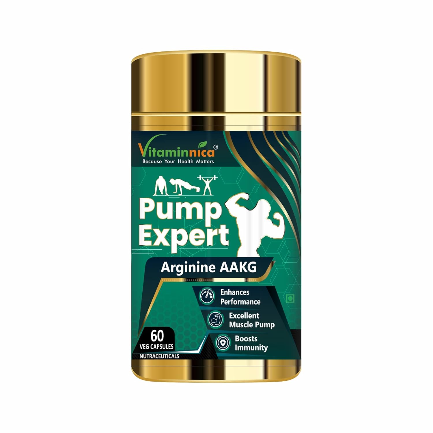 Vitaminnica L-Arginine AAKG Capsules - Nitric Oxide & Muscle Pump Support, 60 Veg Capsules