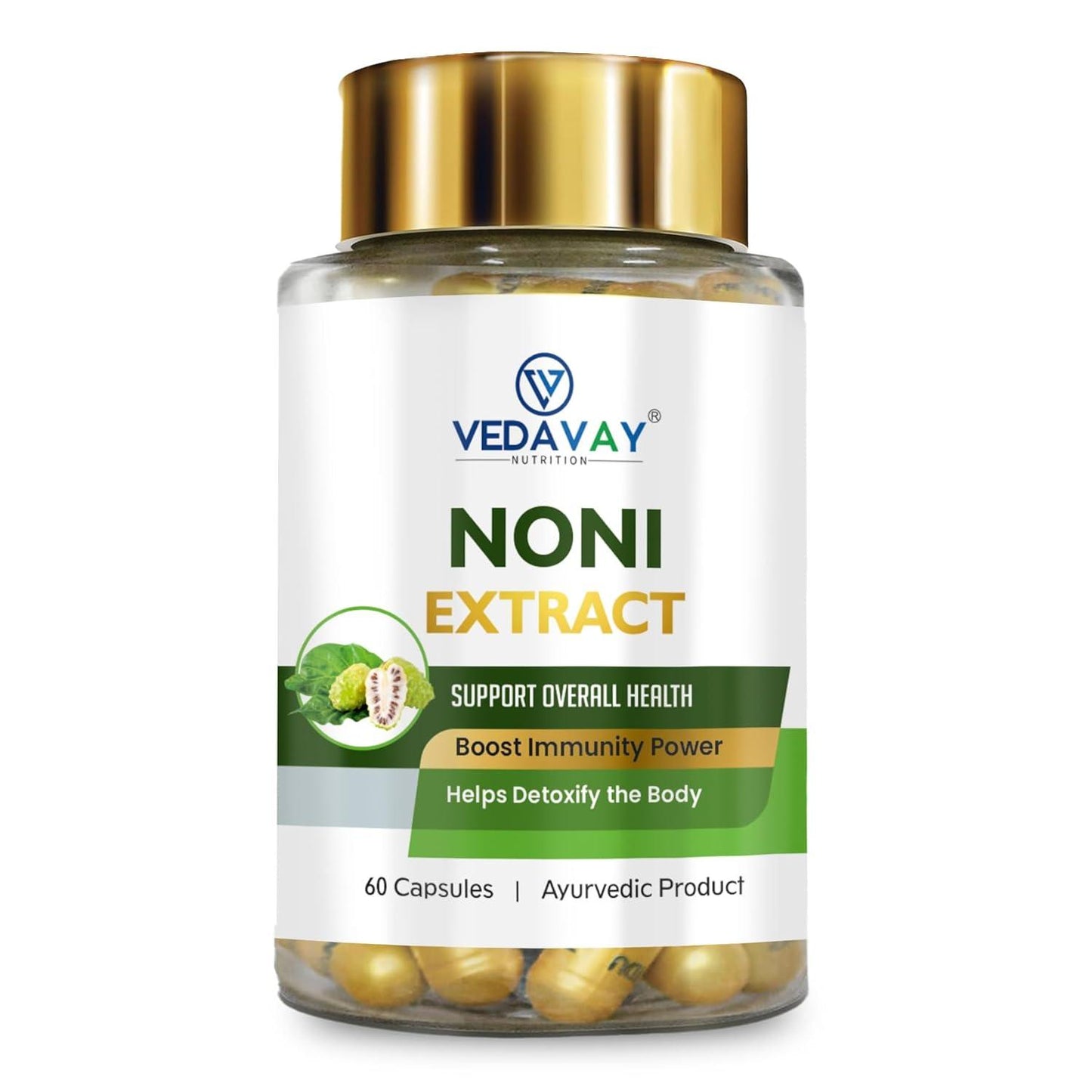 Vedavay Noni Extract Capsules, 60 Count, Support Overall Health, Boost Immunity Power, Detoxify Body, Ayurvedic Product