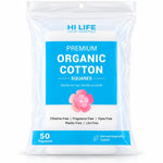 Hi Life Organic Cotton Makeup Remover Pads (Square, Pack of 25) | 100% Pure Organic Cotton Facial Cleansing & Toning Pads