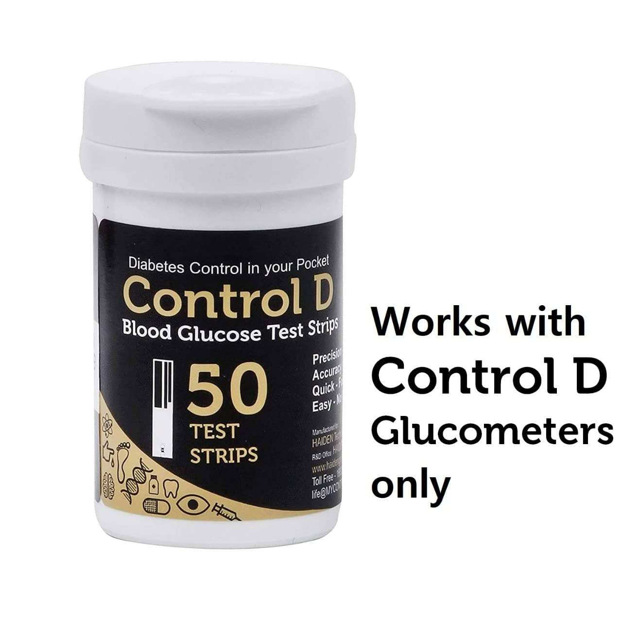 Control D Blood Glucose Test Strip (Only Strips) | Diabetes Monitoring Devices - 50 Strips
