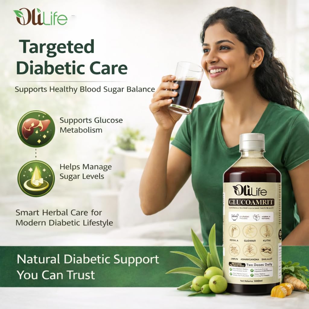 OliLife GlucoAmrit Juice 1000 ml | Ayurvedic & Herbal Diabetes Care Juice for Blood Sugar Support, Metabolic Balance & Daily Wellness