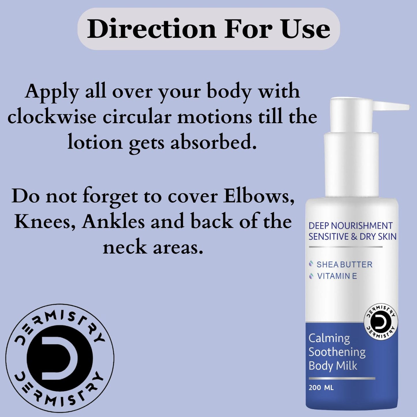 Dermistry Sensitive & Dry Skin Calming Soothening Body Milk Lotion