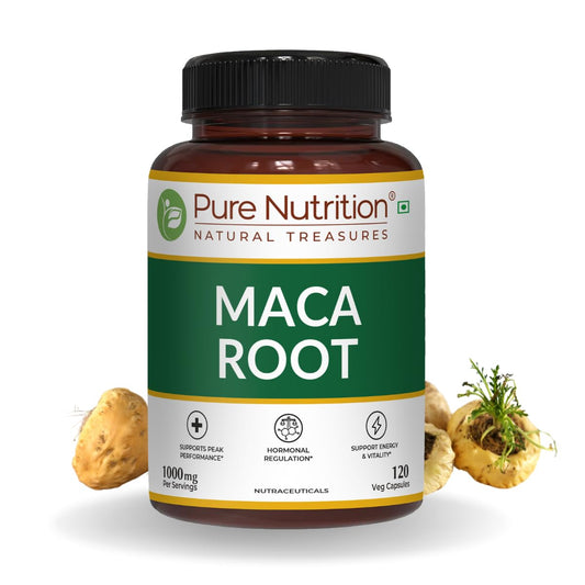 Pure Nutrition Maca Root 1000mg for Promoteing Reproductive Health, Improves Energy and Enhances Performance - Pack of 1 (120 Capsules)
