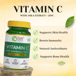 Pure Nutrition Vitamin C with Amla Extract + Zinc Tablets | Boost Immunity | Support In Skin & bone Health - 60 Veg Tablets