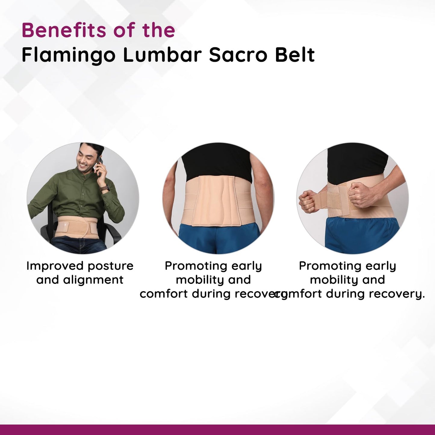 Flamingo Lumbar Sacro Belt | For Pain Relief | Supports Waist & Back