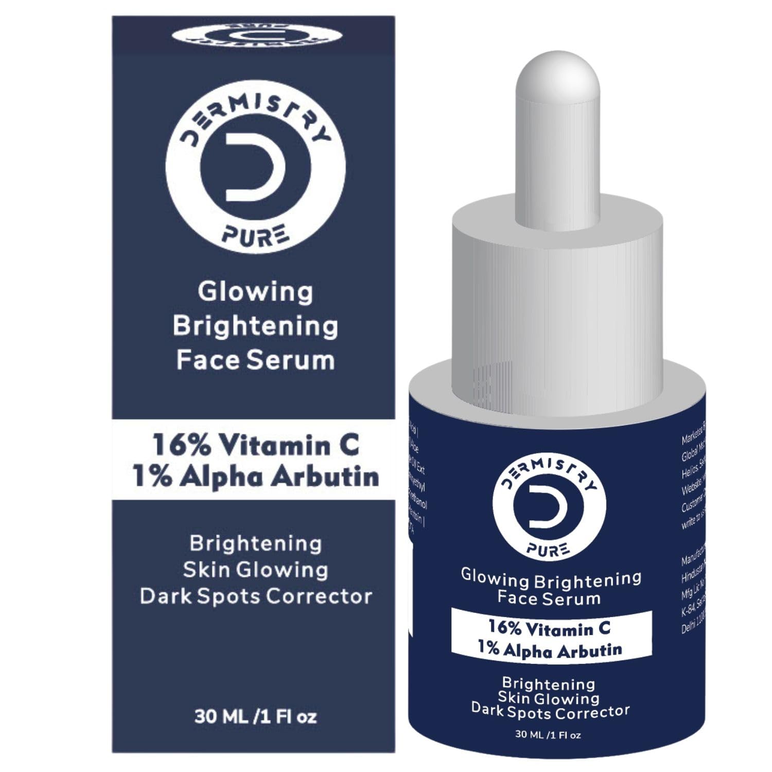 Dermistry Pure 16% Vitamin C 1% Alpha Arbutin Glowing Brightening Face Serum