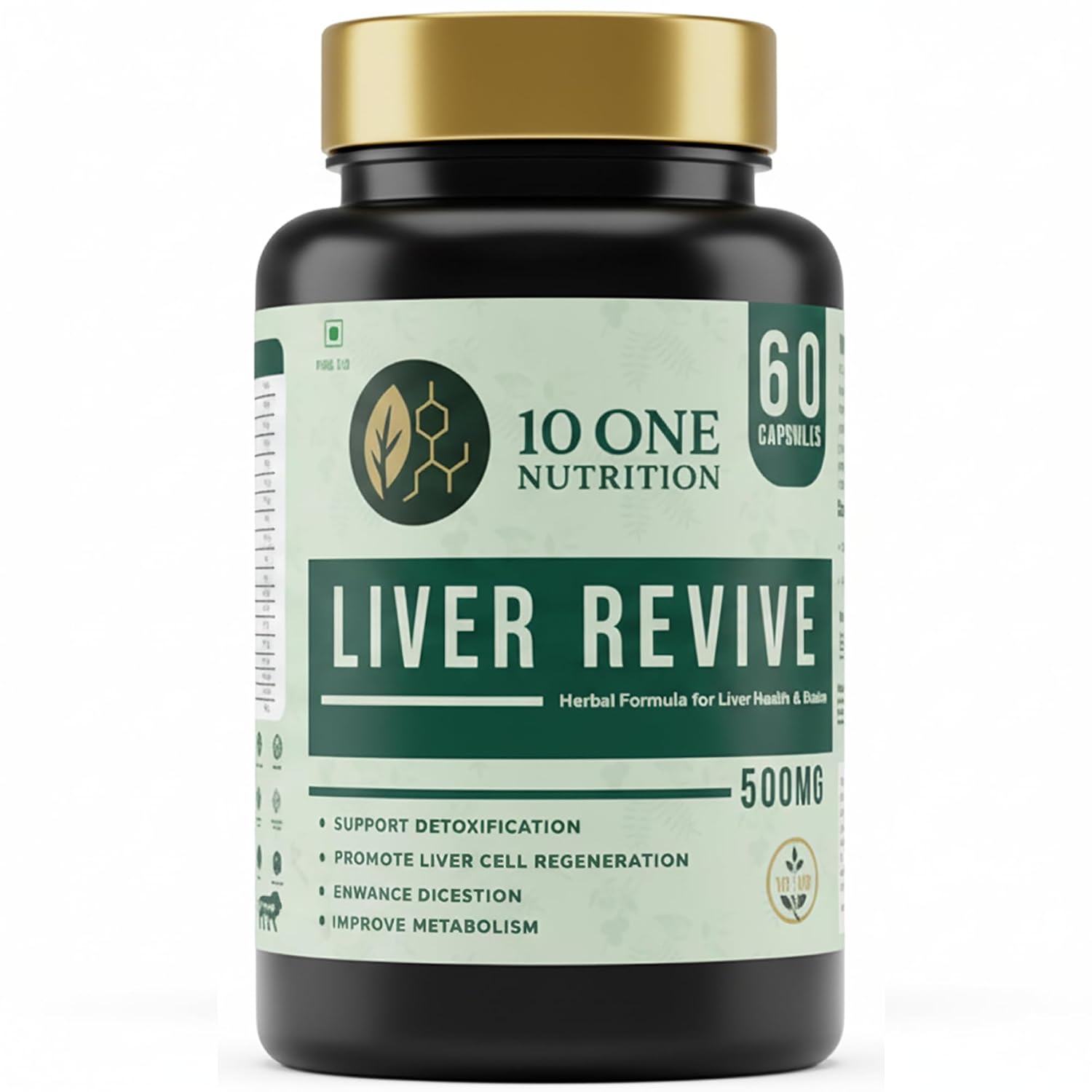 10 One Nutrition Liver Revive Detox 500mg (60 Veg Capsules) | Natural Liver Care, Fatty Liver Support & Digestive Enzyme Support