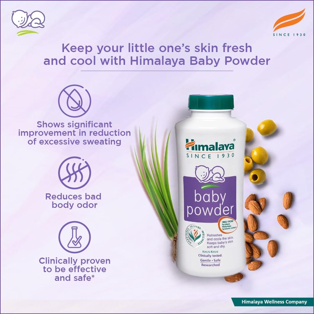 Himalaya Baby Powder | Keeps Baby's Skin Soft & Dry | Paraben-Free