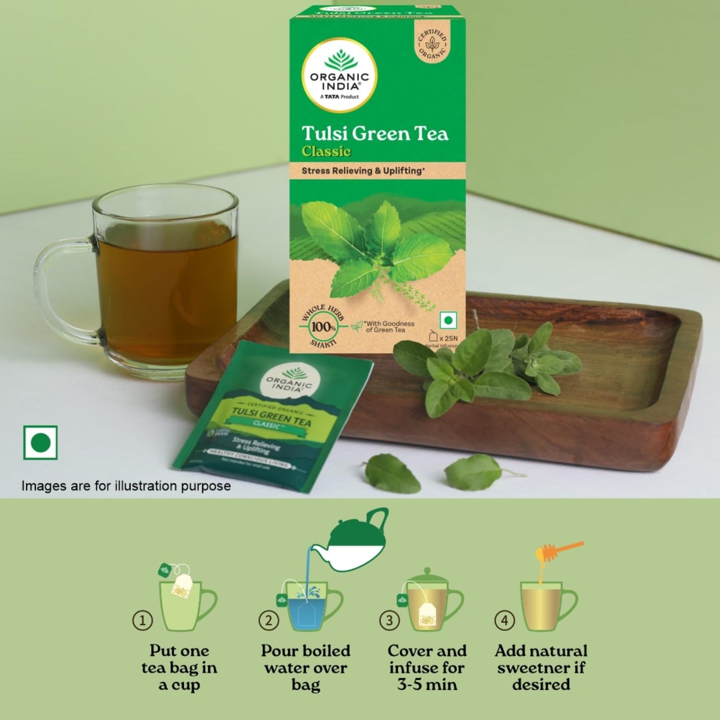 Organic India Tulsi Green Tea - 25 Tea Bags