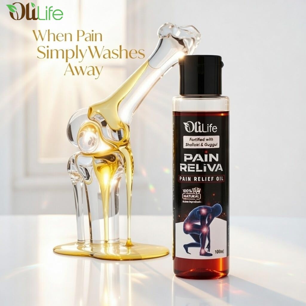 OliLife Pain Reliva Oil 100 ml | Ayurvedic Joint & Muscle Massage Oil for Pain Relief, Flexibility, Comfort, Relaxation & Mobility Herbal Support