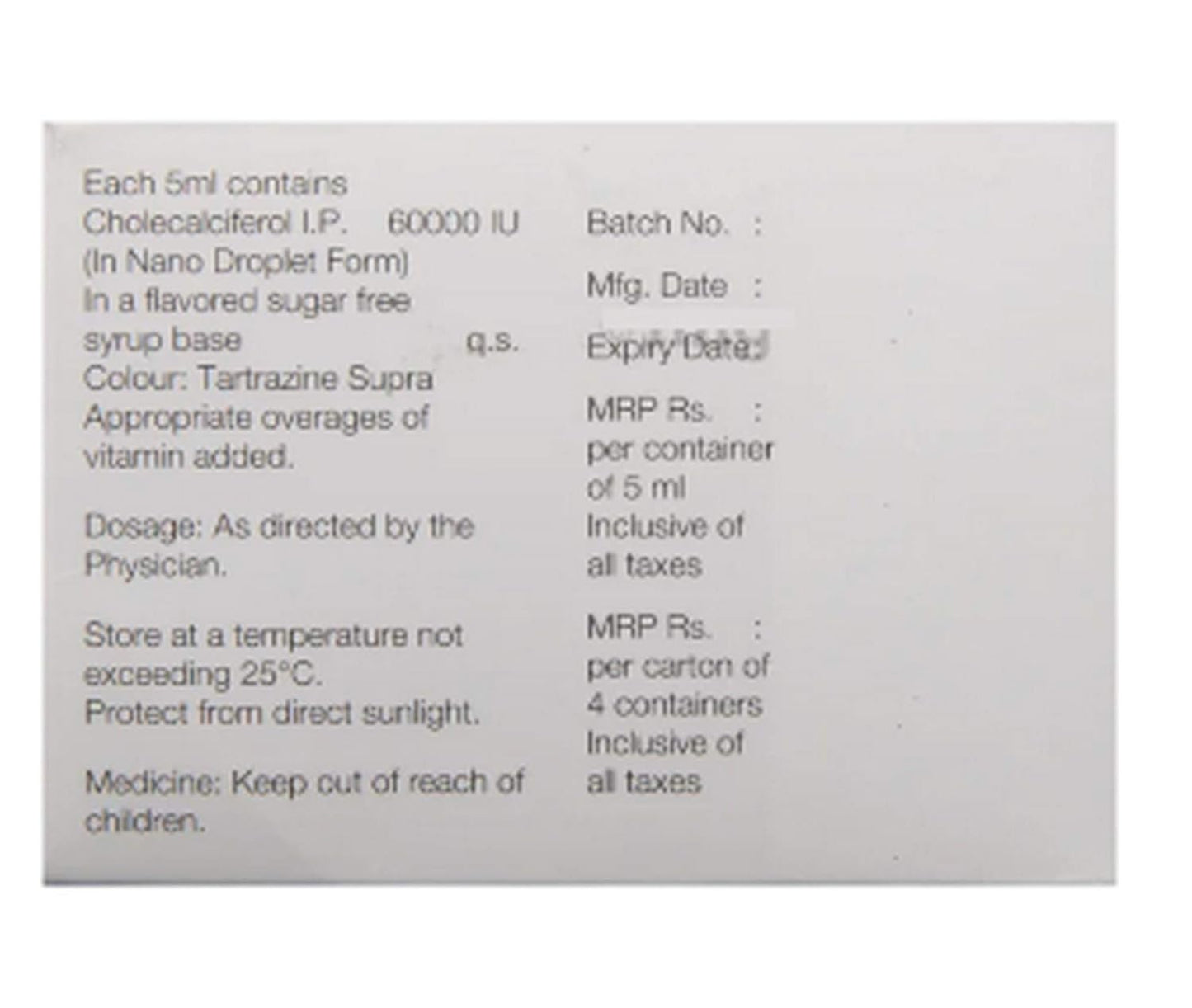 Arachitol Nano Bottle 60K IU Vitamin D3 Oral Solution (5ml each) | Bone, Joint and Muscle Care