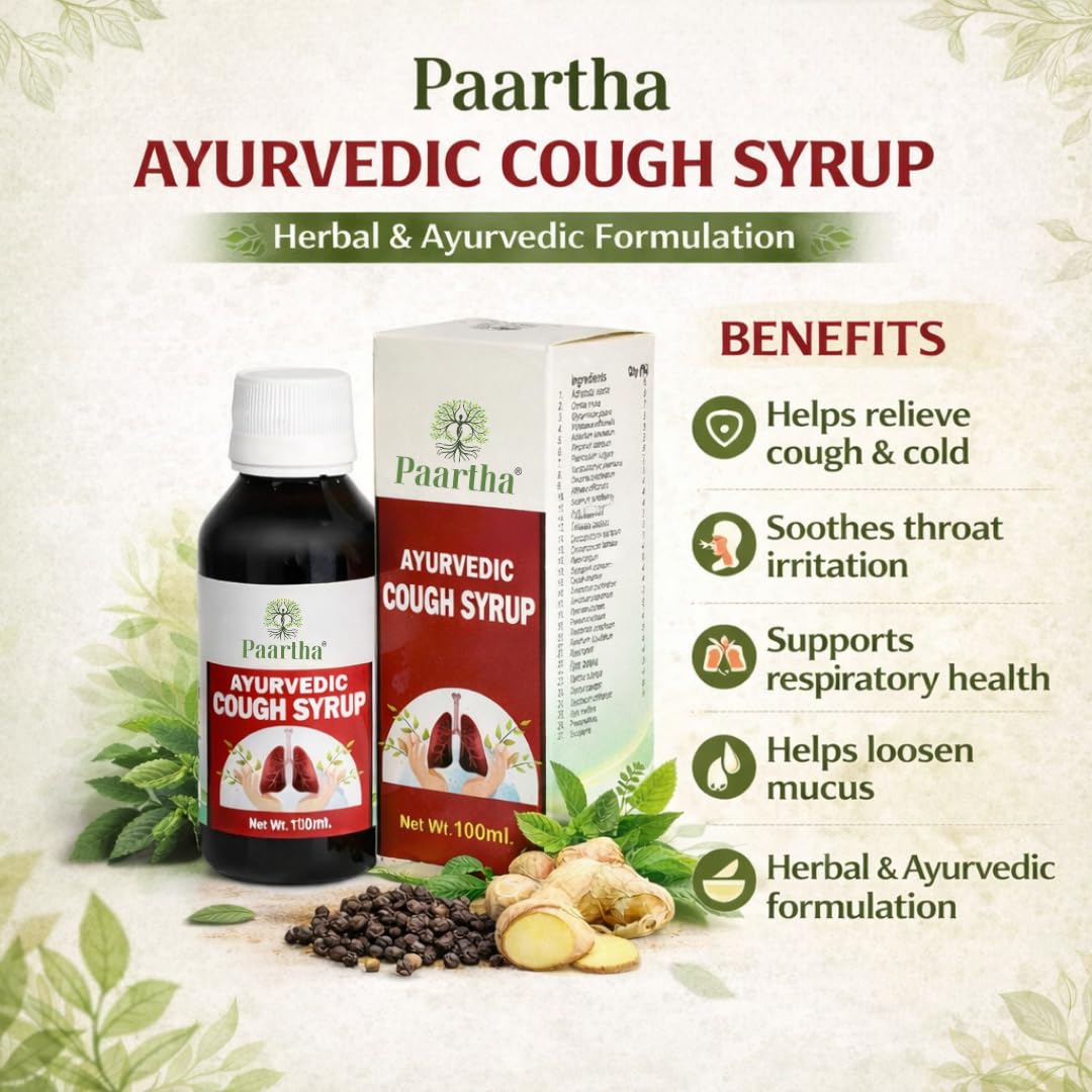 Paartha Ayurvedic Cough Syrup – Herbal Syrup for Cough & Throat Comfort Support – 100ml`