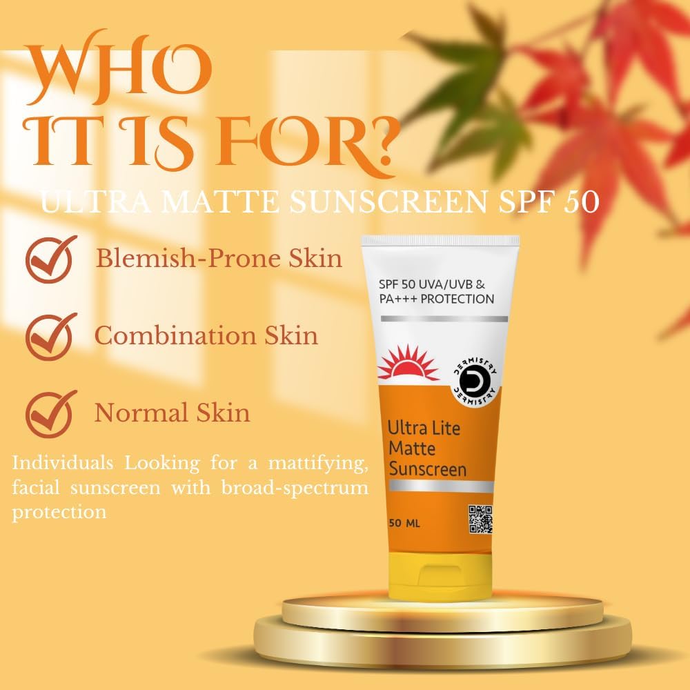 Dermistry Ultra Lite Matte Finish Sunscreen for Oily Skin SPF-50 - 50ml