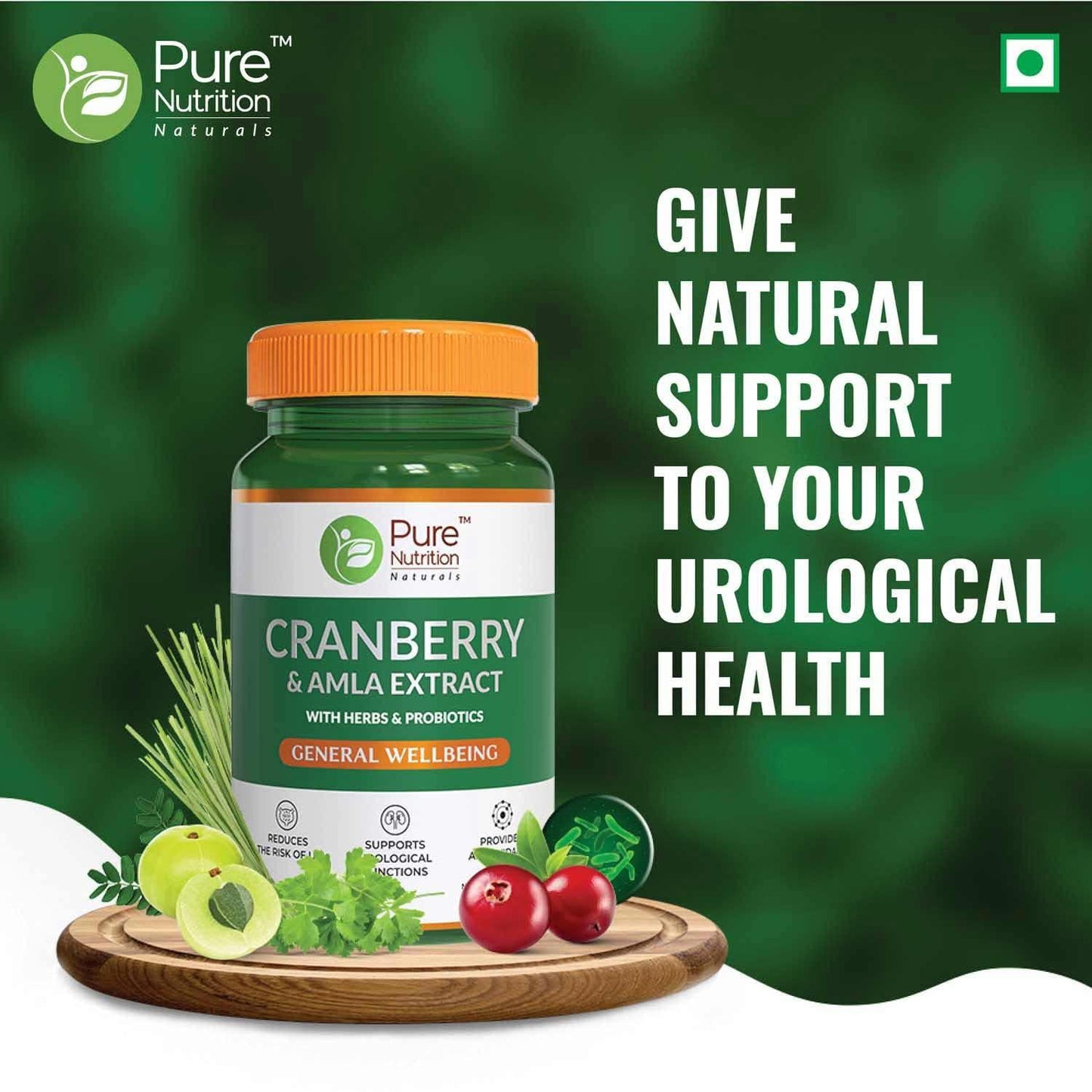 Pure Nutrition Cranberry & Amla Extract 550mg Veg Capsule