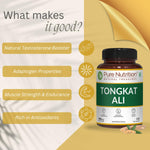 Pure Nutrition Organic Tongkat Ali Capsules - 1000mg - 120 Veg Capsules