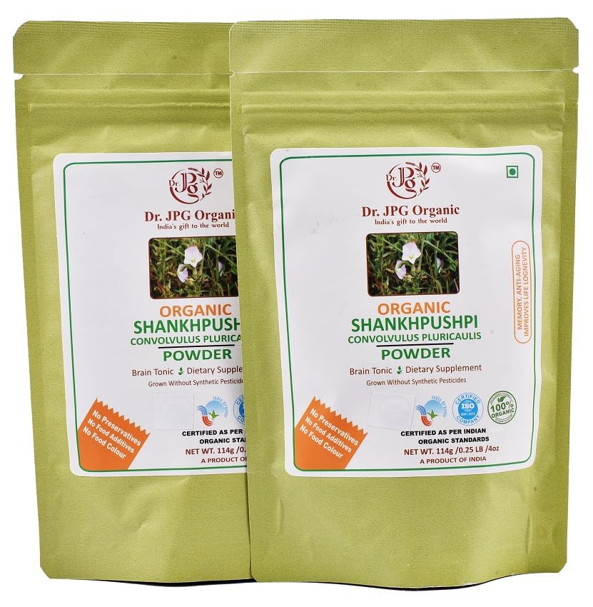 DR. JPG Organic Shankhpushpi Powder (228g) – 114g (Pack of 2) | Memory Wellness & Brain Tonic