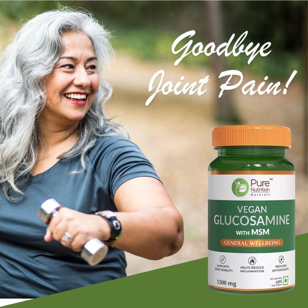 Pure Nutrition Vegan Glucosamine with MSM 1500 mg Veg Tablet for Joints & Antioxidant Support