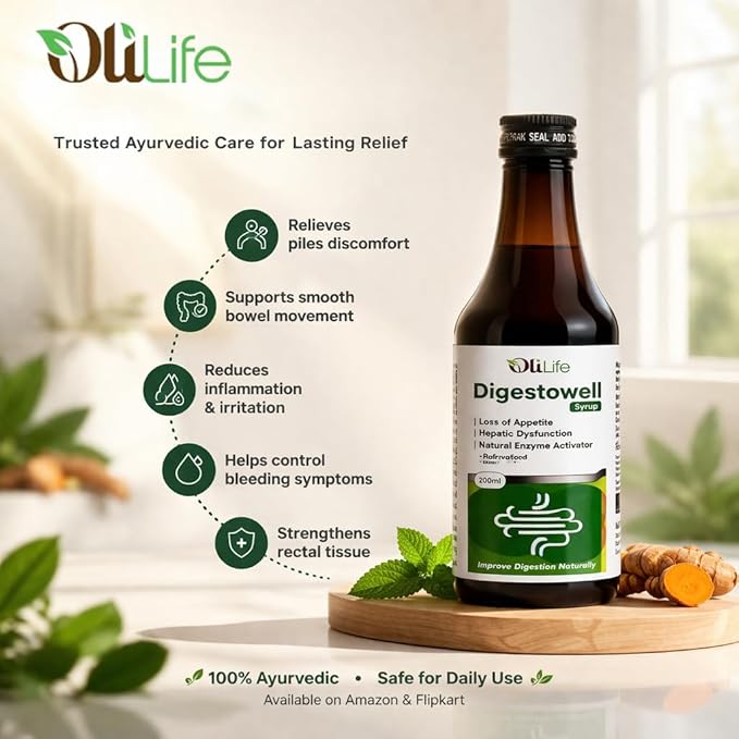 OliLife Digestowell Syrup 200 ml | Ayurvedic Digestive Tonic for Acidity, Gas, Bloating, Indigestion, Gut Comfort & Better Digestion