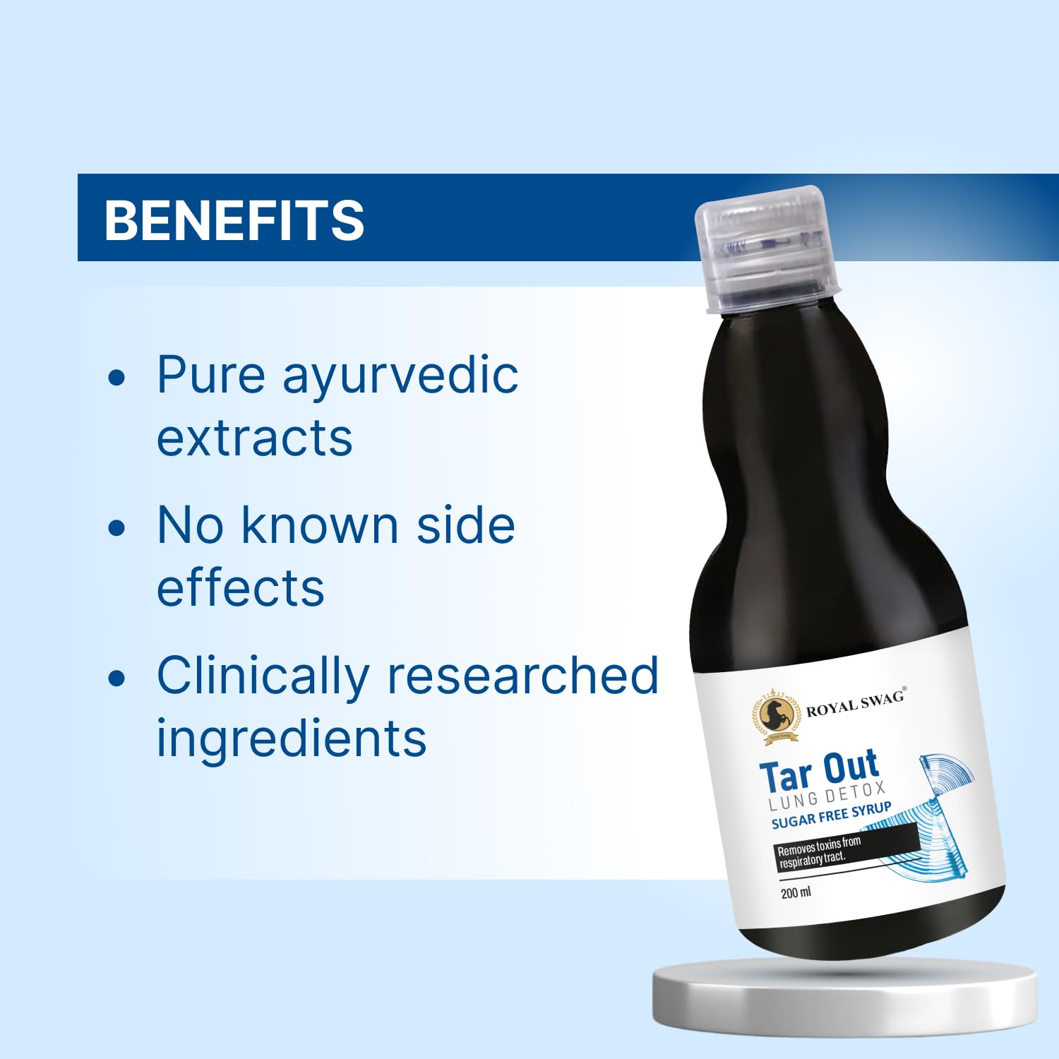 Royal Swag Ayurvedic Lung Detox Syrup - Sugar Free for Smokers & Pollution (200ml)