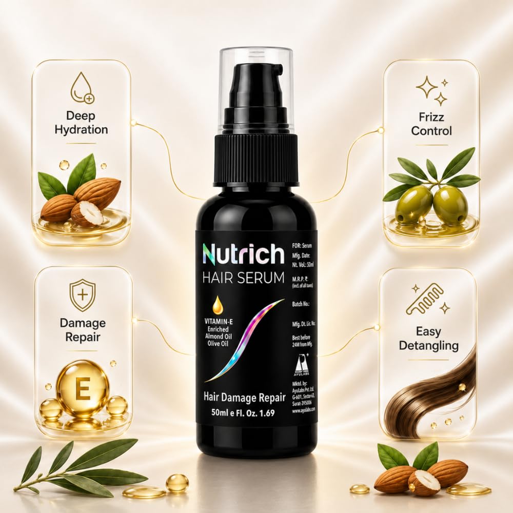 Ayulabs Nutrich Hair Serum | For Dull, Frizzy & Damaged Hair Repair | 50 ml