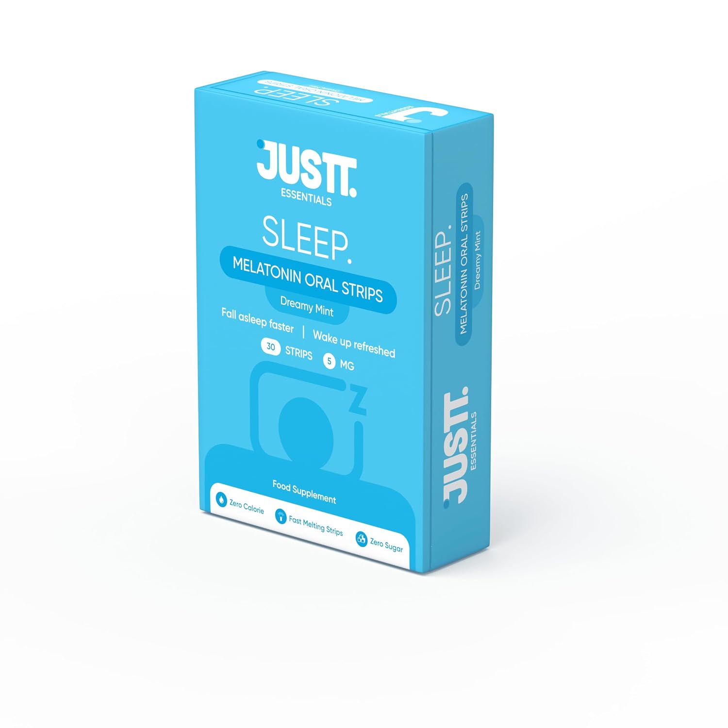 JUSTT ESSENTIALS Sleep Melatonin Oral Strips | Melts Into Restful Sleep | Dreamy Mint Flavour | 5mg | Bedtime Wellness | Vegan Sugar Free | 30 Strips
