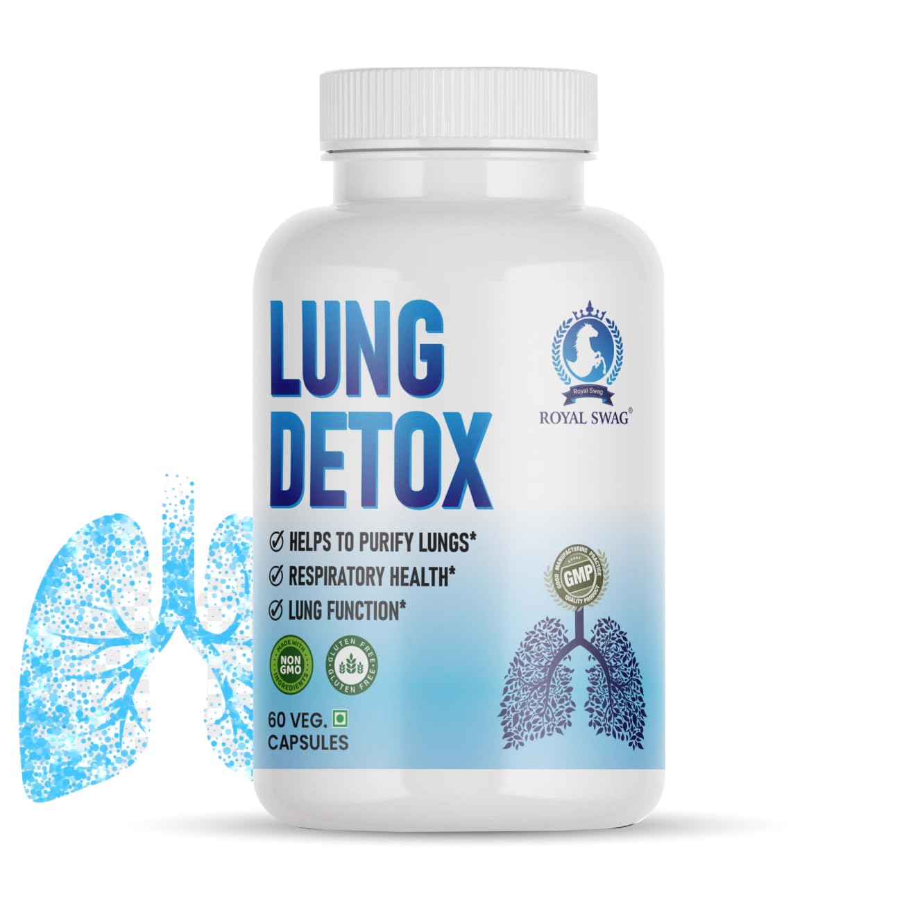 Royal Swag Lung Detox Capsules - Natural Tar Cleanse for Smokers & Non-Smokers (60 Count)