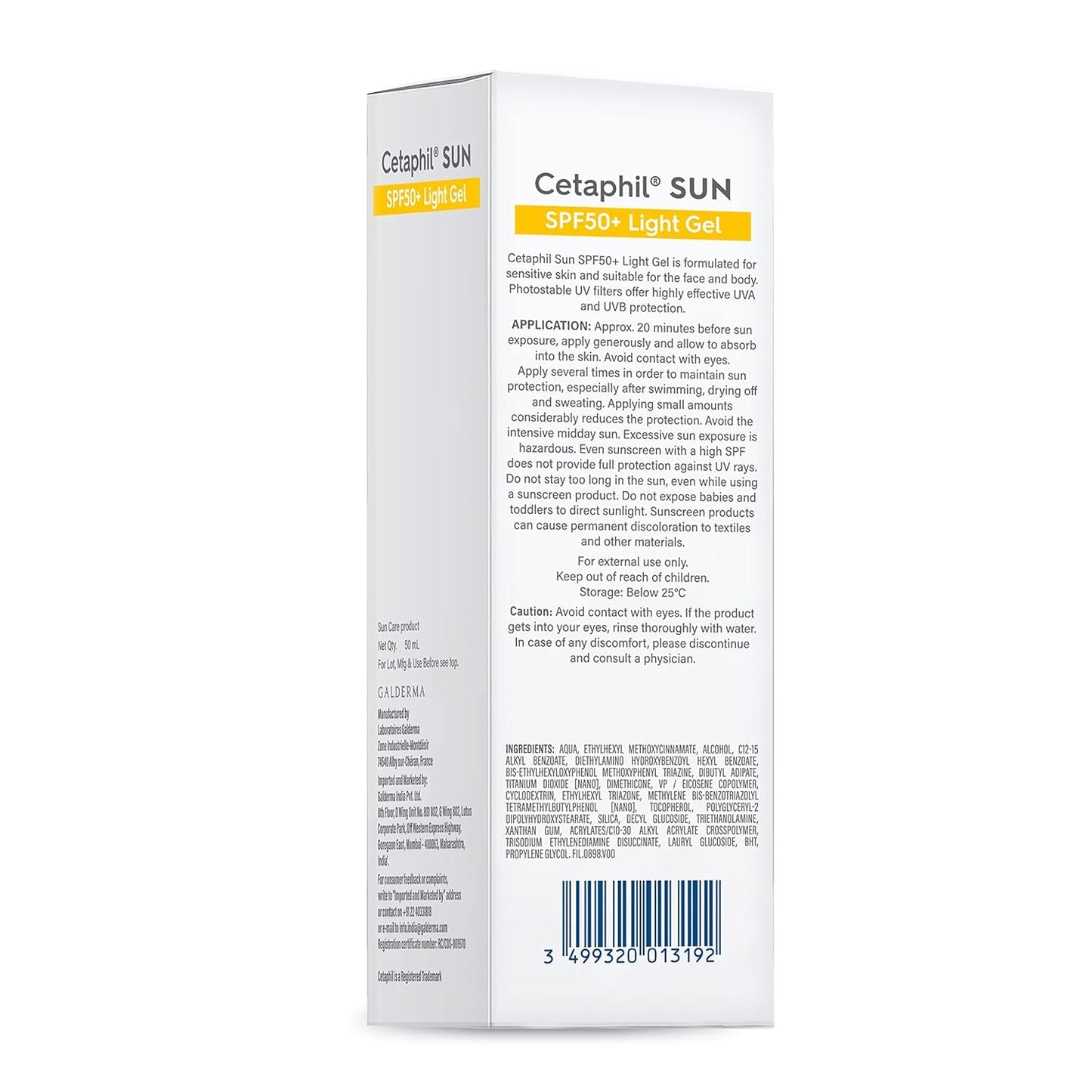 Cetaphil Sun Light High Protection Sunscreen Gel | SPF 50+ Sensitive Skin - 50ml