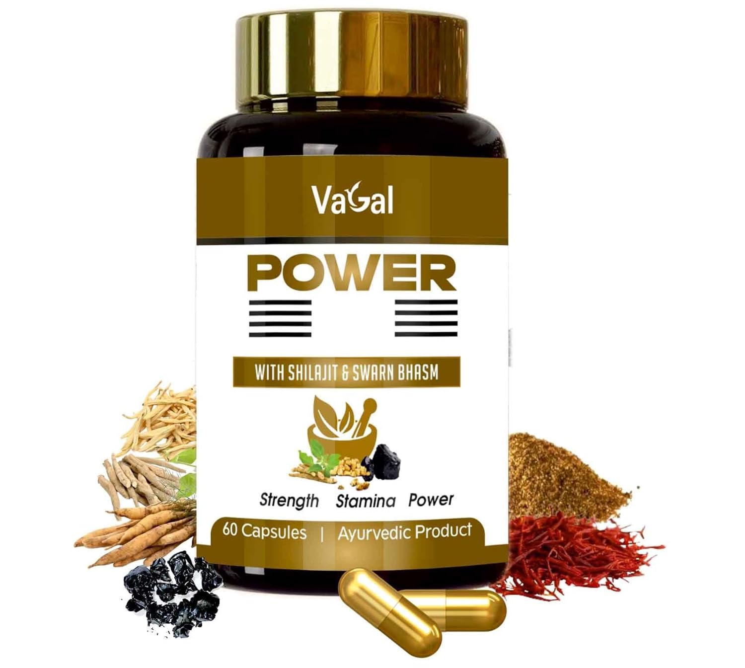 Vagal Power Capsules - Premium Shilajit, Ashwagandha & Gokshura Complex (60 Count)