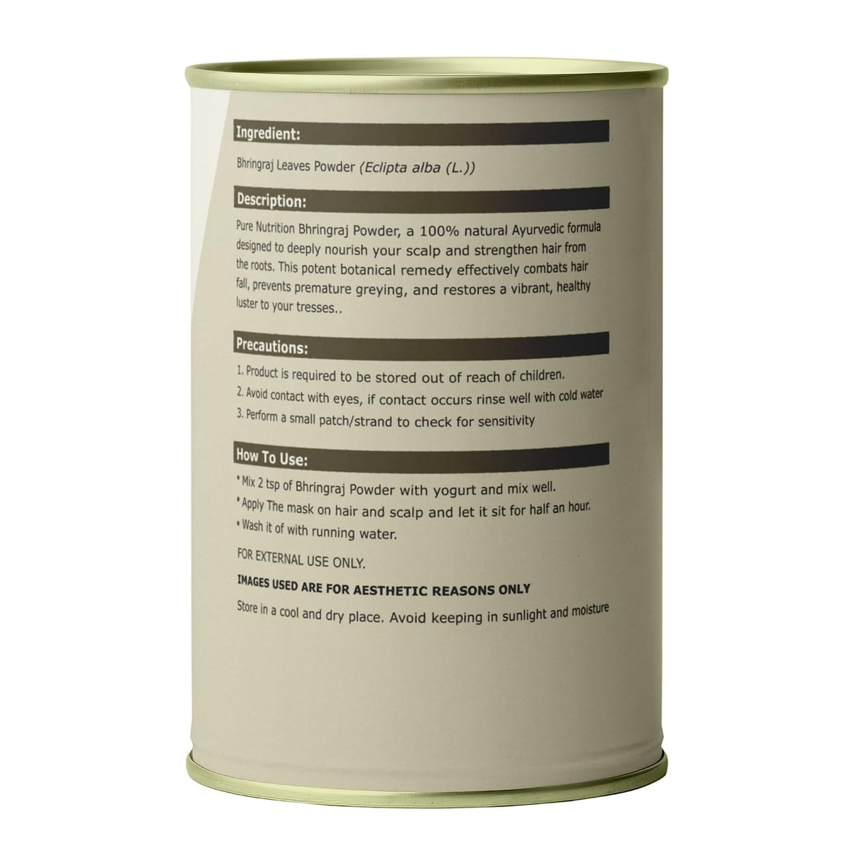 Pure Nutrition Natural Bhringraj Powder 100g | Herbal Hair & Scalp Care Powder | Ayurvedic Support