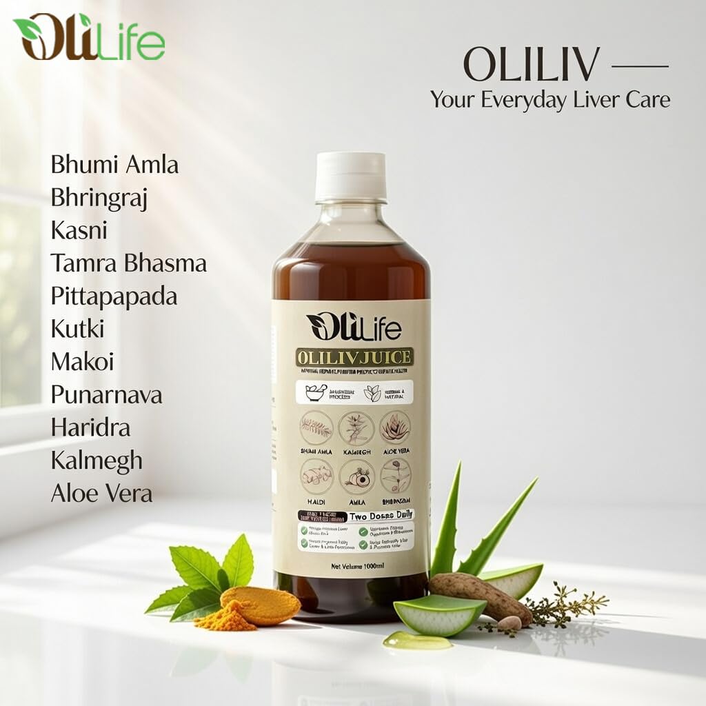 OliLife Oliliv Juice 1000 ml | Ayurvedic Liver Detox Juice for Fatty Liver Support, Healthy Liver Function, Digestive Balance, Pure & Fresh Herbal Formula